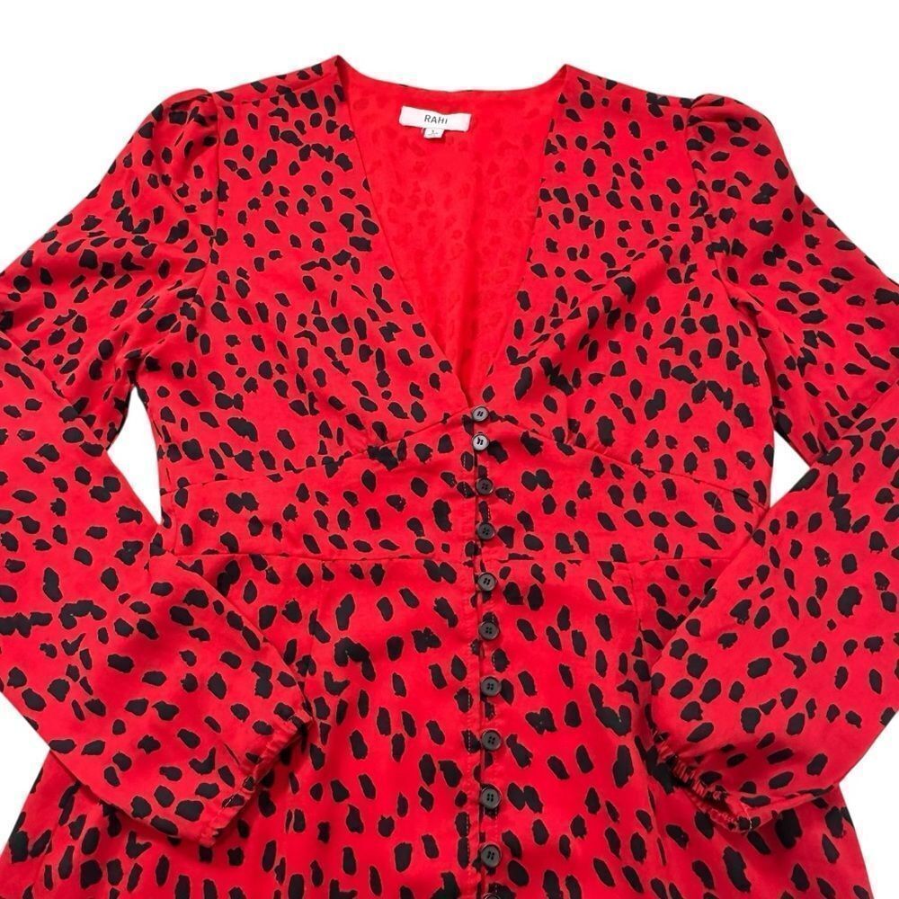 Revolve Rahi Red Leopard Crepe Midi Dress, S - Picture 6 of 12